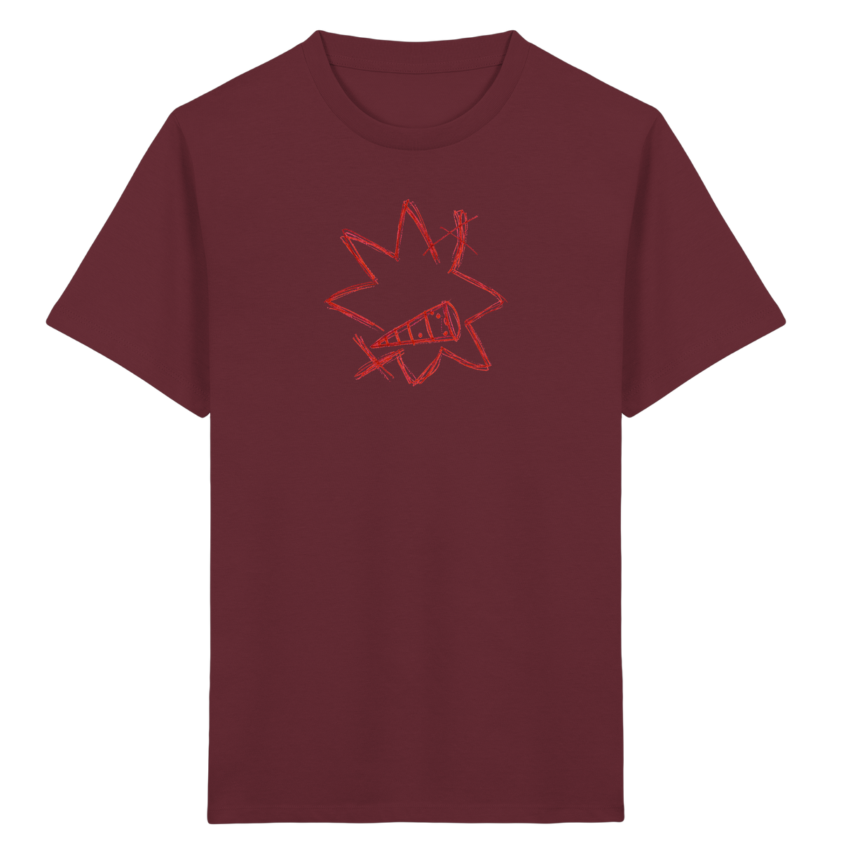 Dunkelroter Mutstern zur Einschulung - Kinder Bio T-Shirt Vorderseite