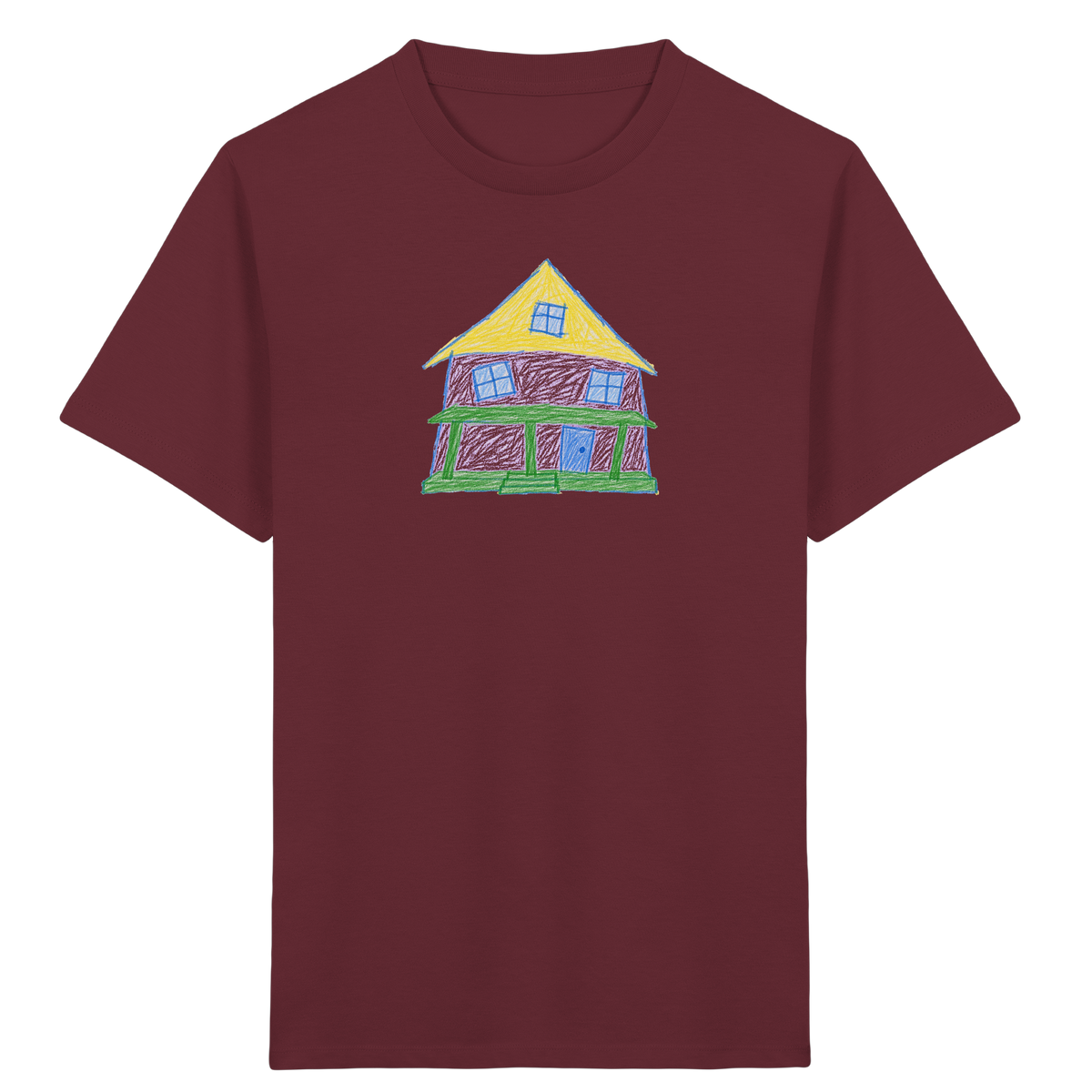 Lila Haus mit Veranda - Kinder Bio T-Shirt