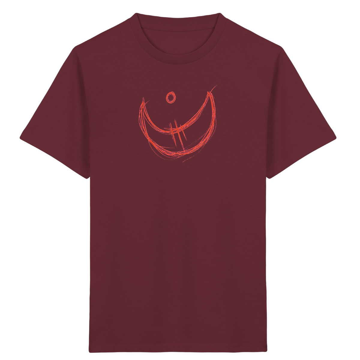 Korallroter Krakelmond für Kinder - Kinder Bio T-Shirt Vorderseite