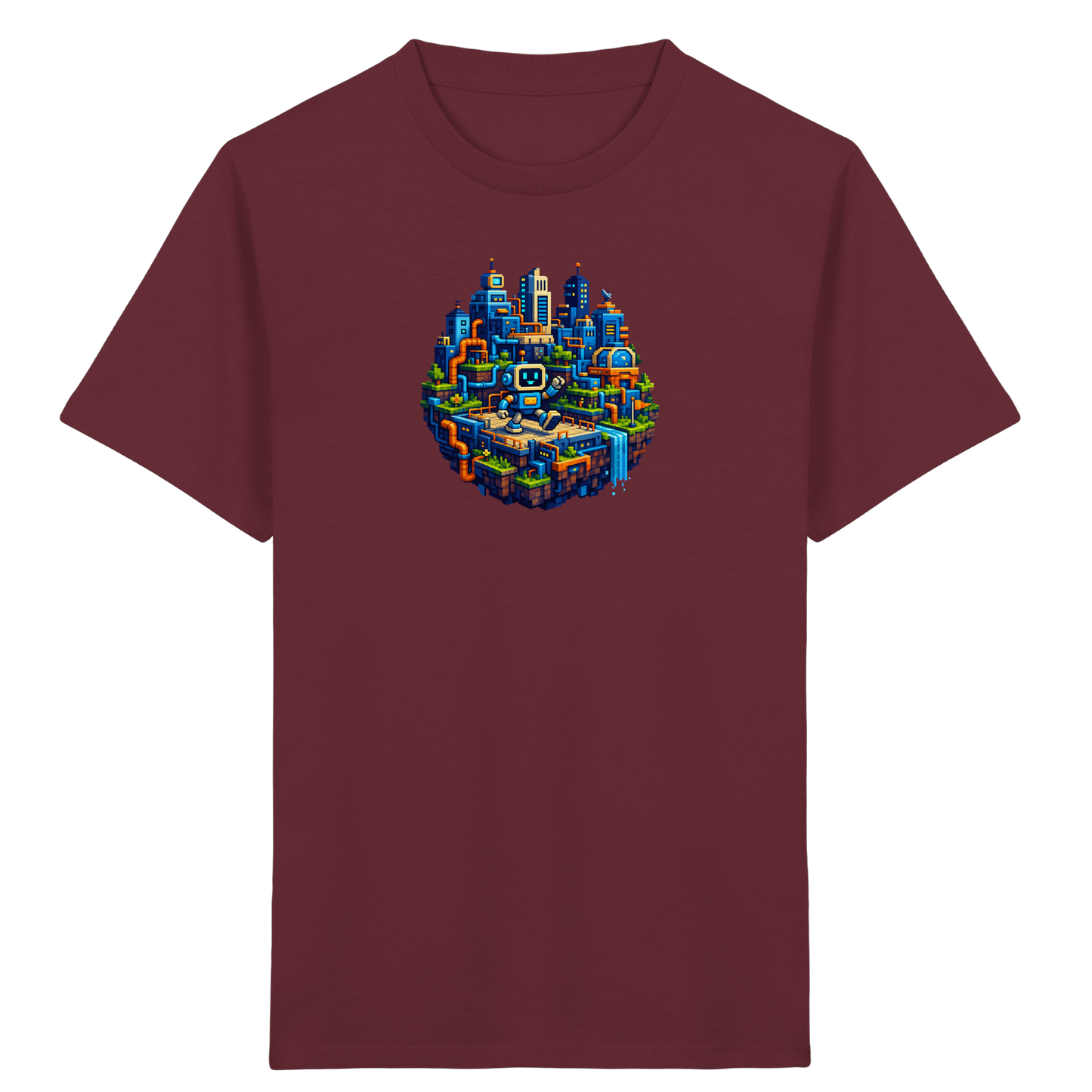 Pixel Roboter Insel Abenteuer T-Shirt - Kinder Bio T-Shirt Vorderseite