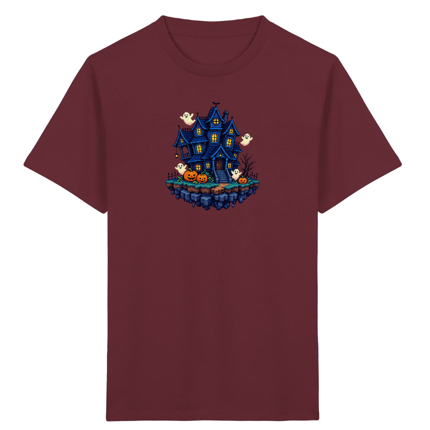 Magisches Pixel Geisterhaus Halloween T-Shirt - Kinder Bio T-Shirt Vorderseite