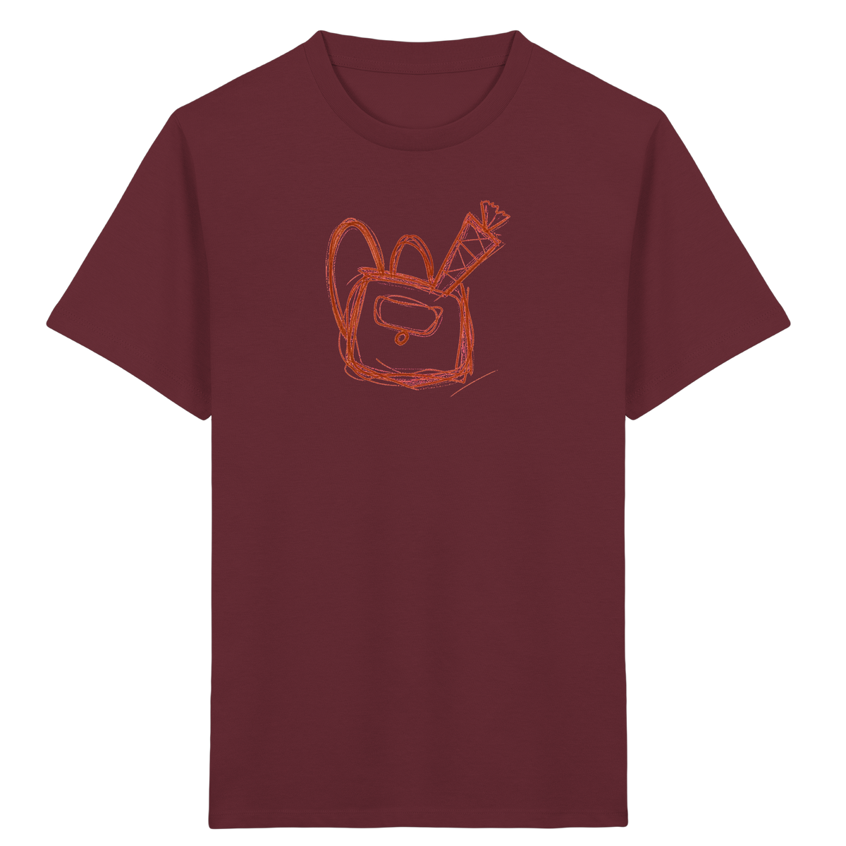 Zimtbrauner Ranzen mit Schultüte - Kinder Bio T-Shirt Vorderseite