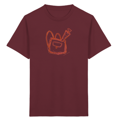 Zimtbrauner Ranzen mit Schultüte - Kinder Bio T-Shirt Vorderseite