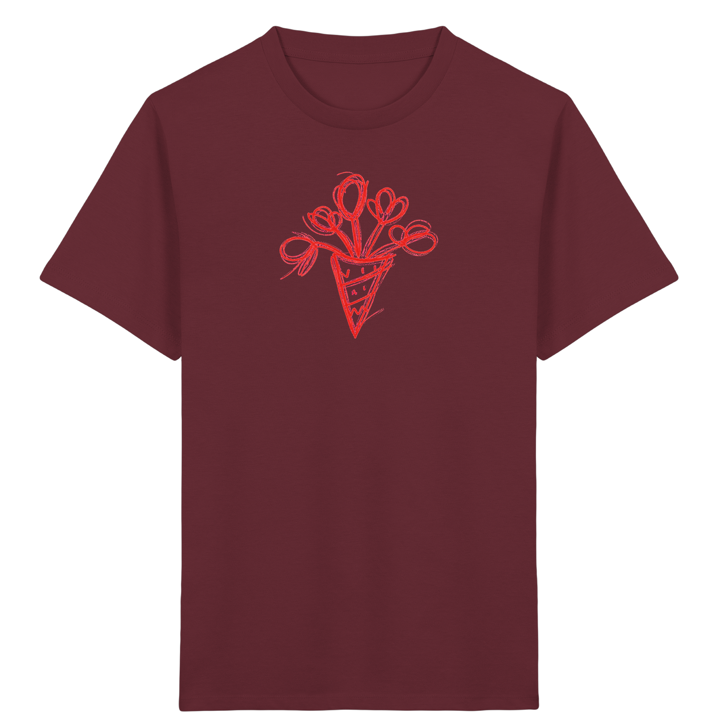 Korallrote Blumenschultüte Kinder T-Shirt - Kinder Bio T-Shirt Vorderseite