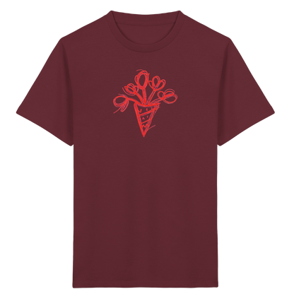 Korallrote Blumenschultüte Kinder T-Shirt - Kinder Bio T-Shirt Vorderseite
