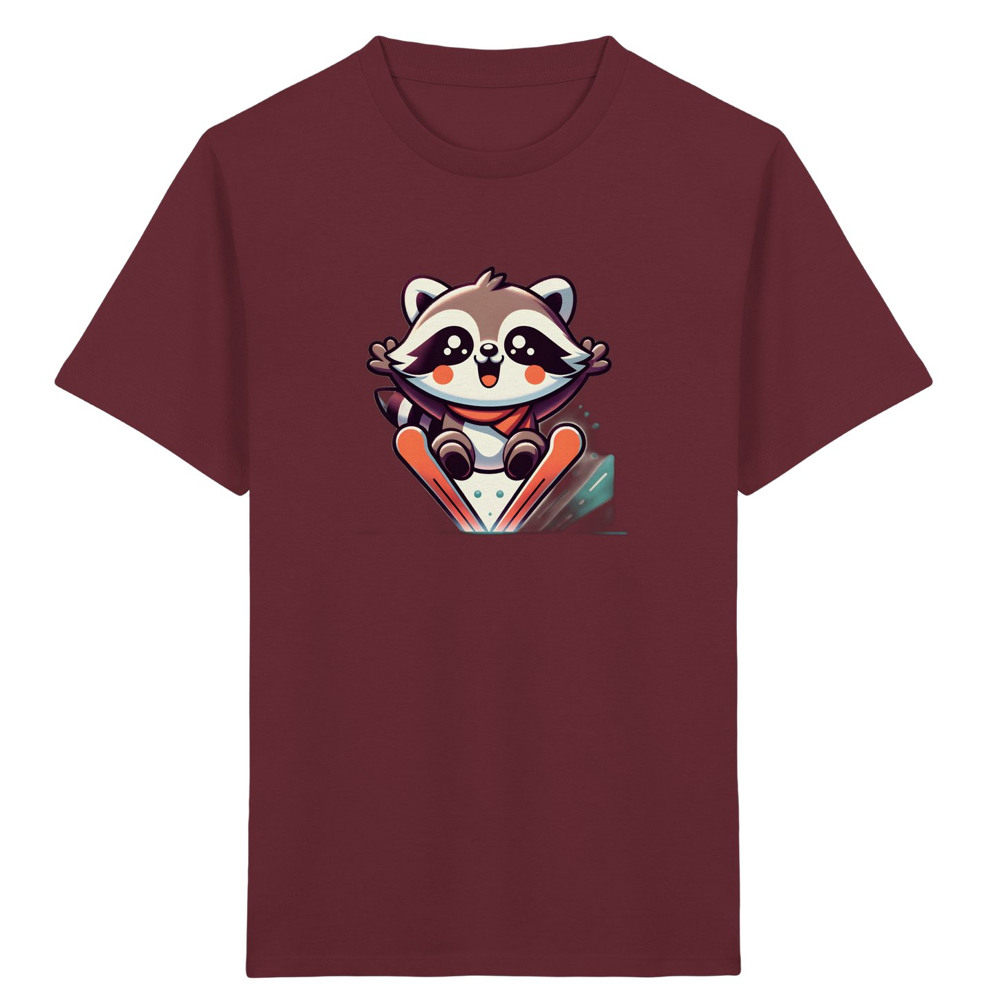 Fröhlicher Waschbär auf Skiern T-Shirt