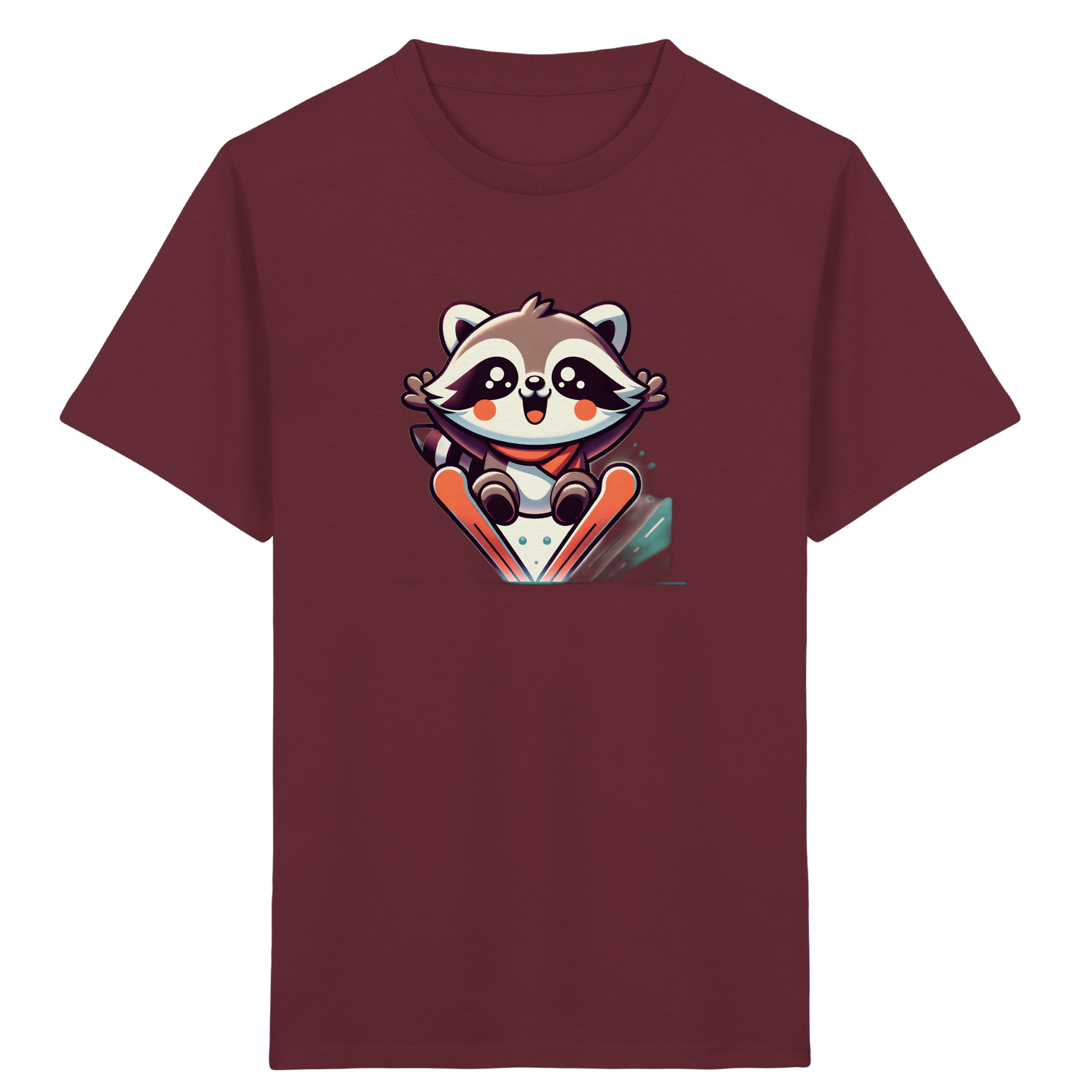 Fröhlicher Waschbär auf Skiern T-Shirt