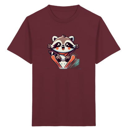 Fröhlicher Waschbär auf Skiern T-Shirt