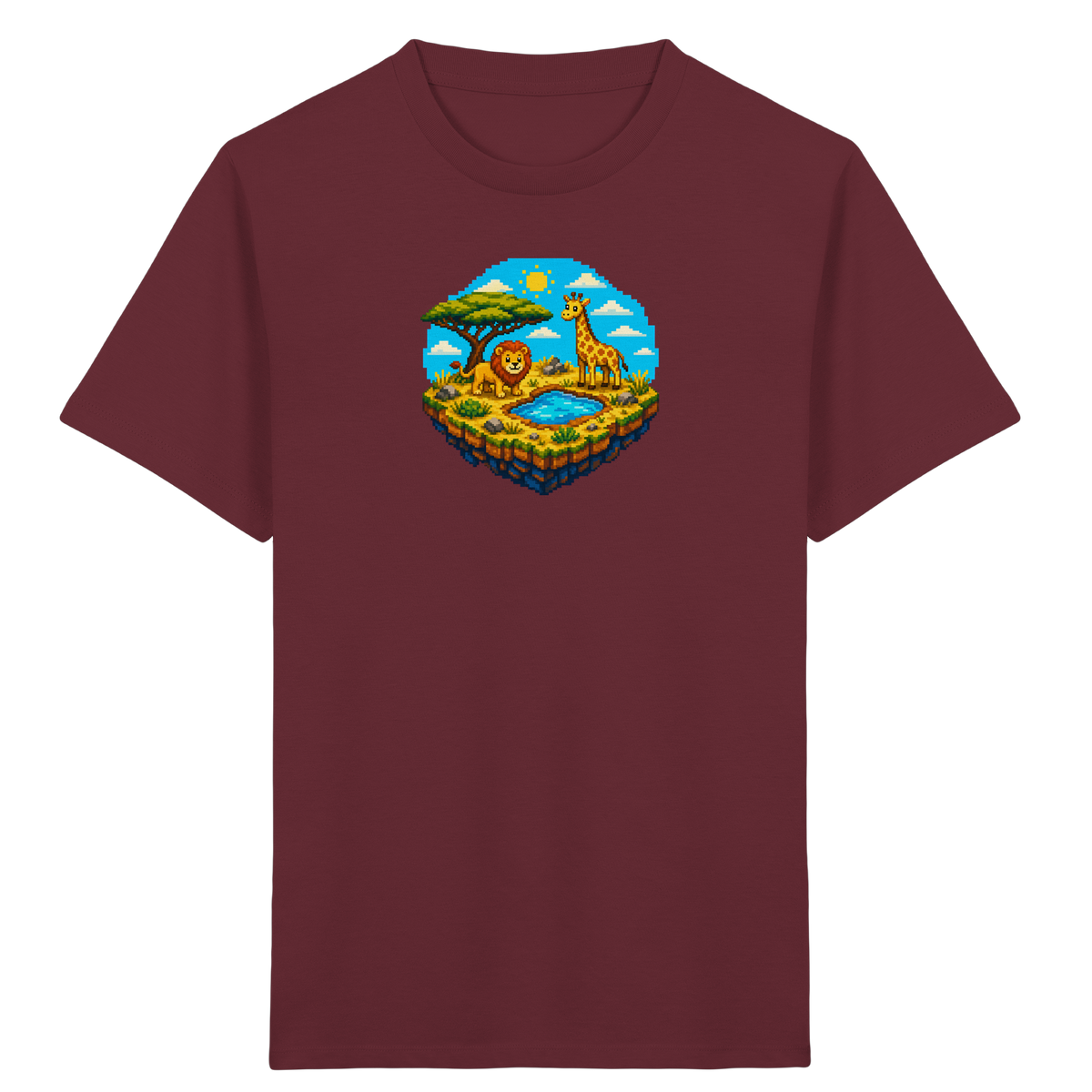 Verspieltes Pixel Safari T-Shirt Kinder - Kinder Bio T-Shirt Vorderseite