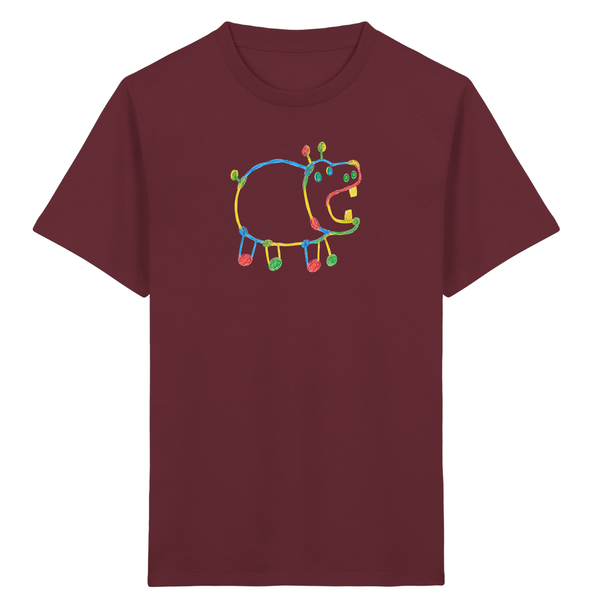 Buntes Farbpunkt Nilpferd Shirt - Kinder Bio T-Shirt