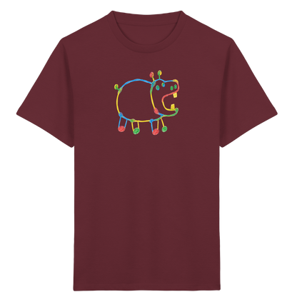 Buntes Farbpunkt Nilpferd Shirt - Kinder Bio T-Shirt