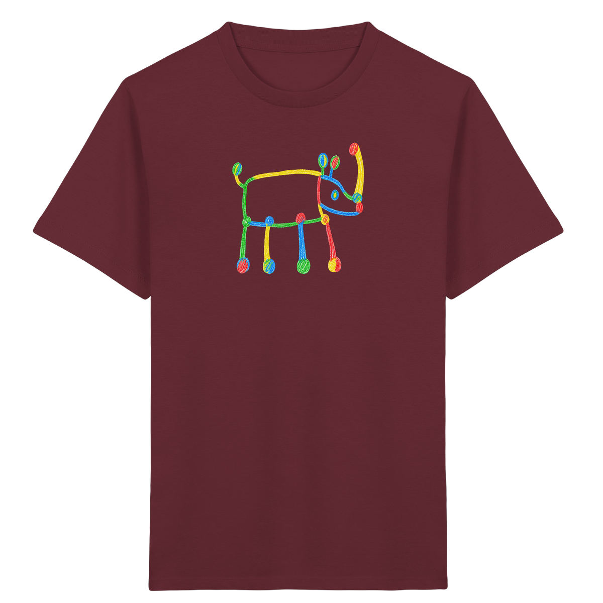 Buntes Farbpunkt Nashorn Shirt - Kinder Bio T-Shirt