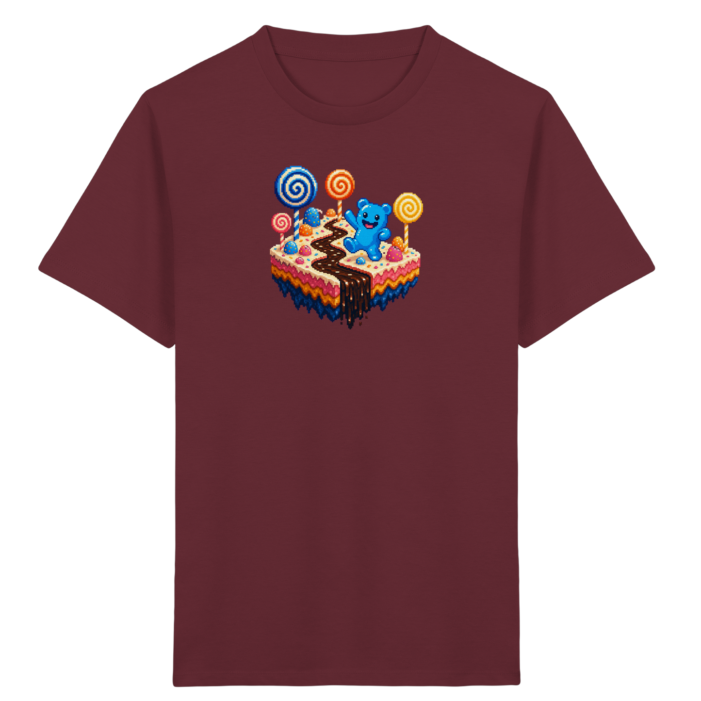 Pixel Gummibärchen auf süßer Insel - Kinder Bio T-Shirt Vorderseite
