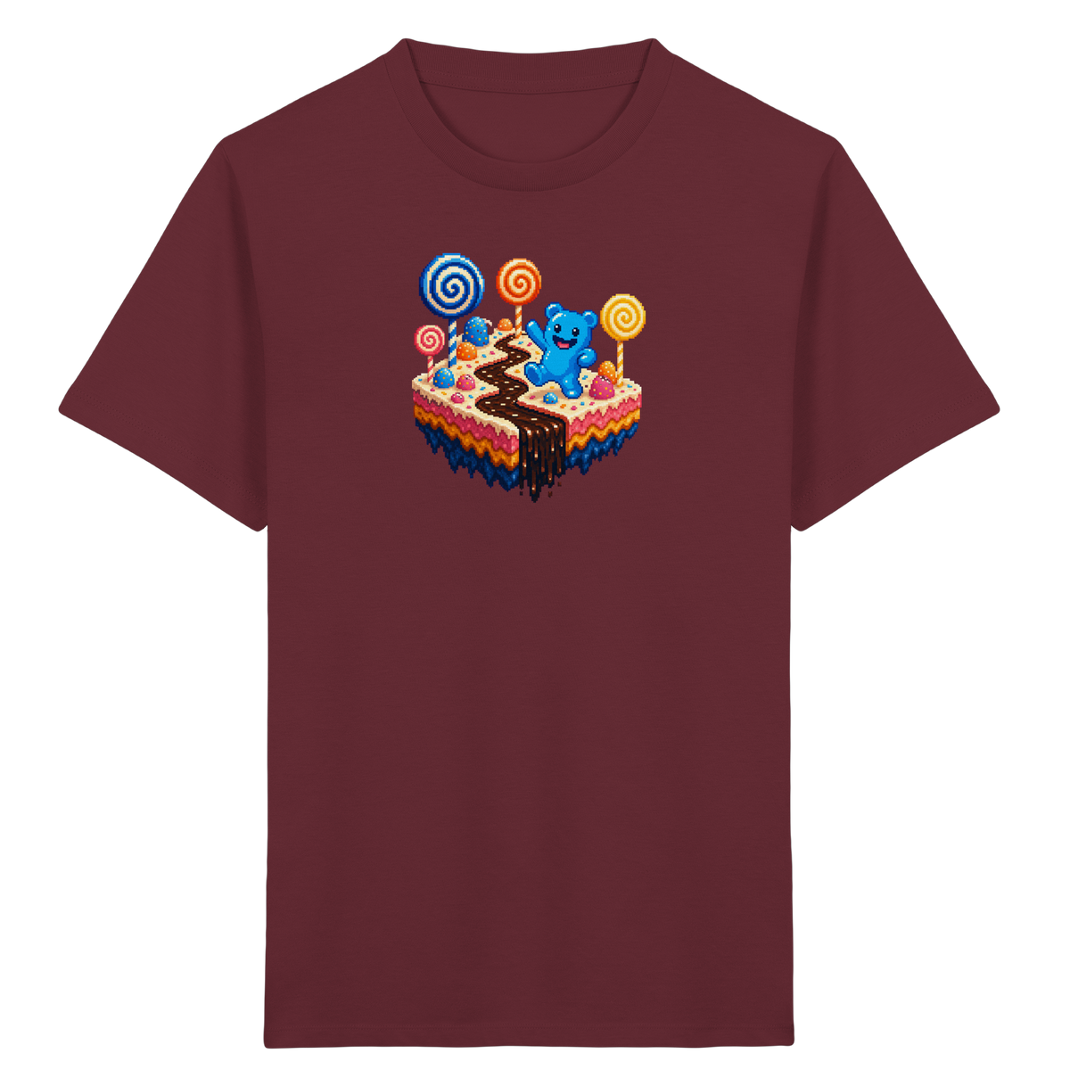 Pixel Gummibärchen auf süßer Insel - Kinder Bio T-Shirt Vorderseite