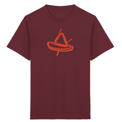 Orange Schleifenboot Kinderkritzel - Kinder Bio T-Shirt Vorderseite