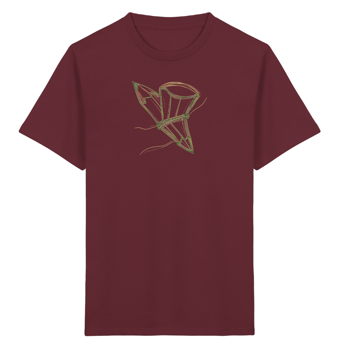 Waldgrüne Bleistift-Schultüte - Kinder Bio T-Shirt Vorderseite