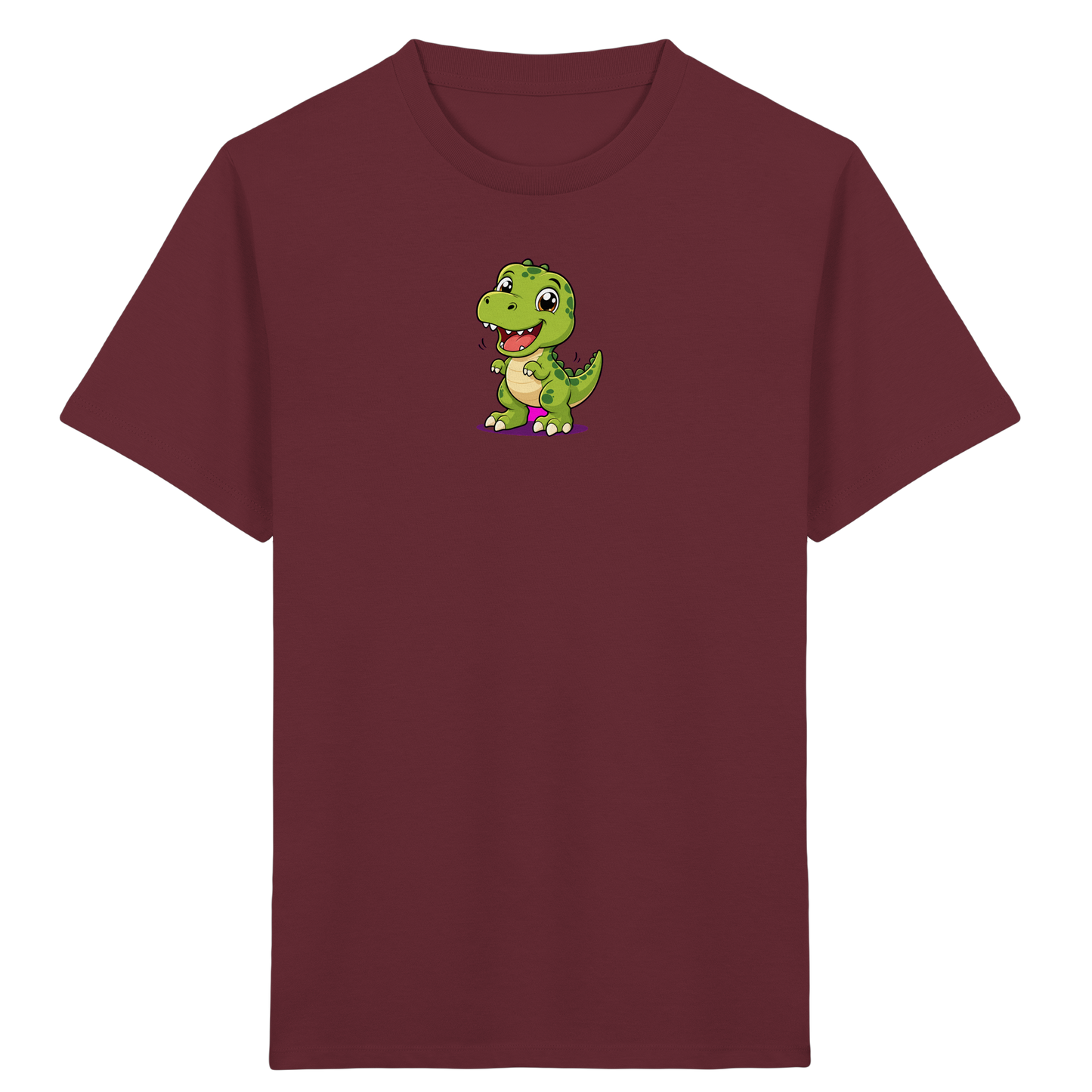 Fröhlicher Dino mit rosa Füßen Kinder T-Shirt - Kinder Bio T-Shirt Vorderseite