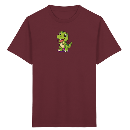 Fröhlicher Dino mit rosa Füßen Kinder T-Shirt - Kinder Bio T-Shirt Vorderseite