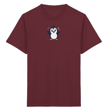 Fröhlicher Pinguin: Kinder-T-Shirt mit Herzchen - Kinder Bio T-Shirt Vorderseite