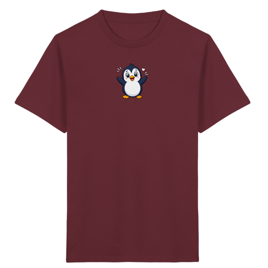 Fröhlicher Pinguin: Kinder-T-Shirt mit Herzchen - Kinder Bio T-Shirt Vorderseite