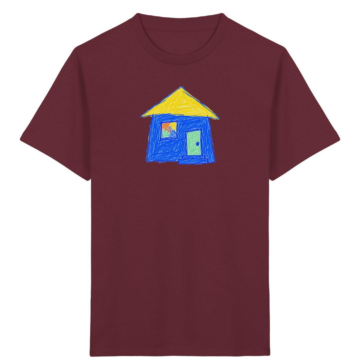 Blaues Regenbogenfenster Haus - Kinder Bio T-Shirt