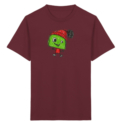 Kritzelkopf mit roter Bommelmütze - Kinder Bio T-Shirt
