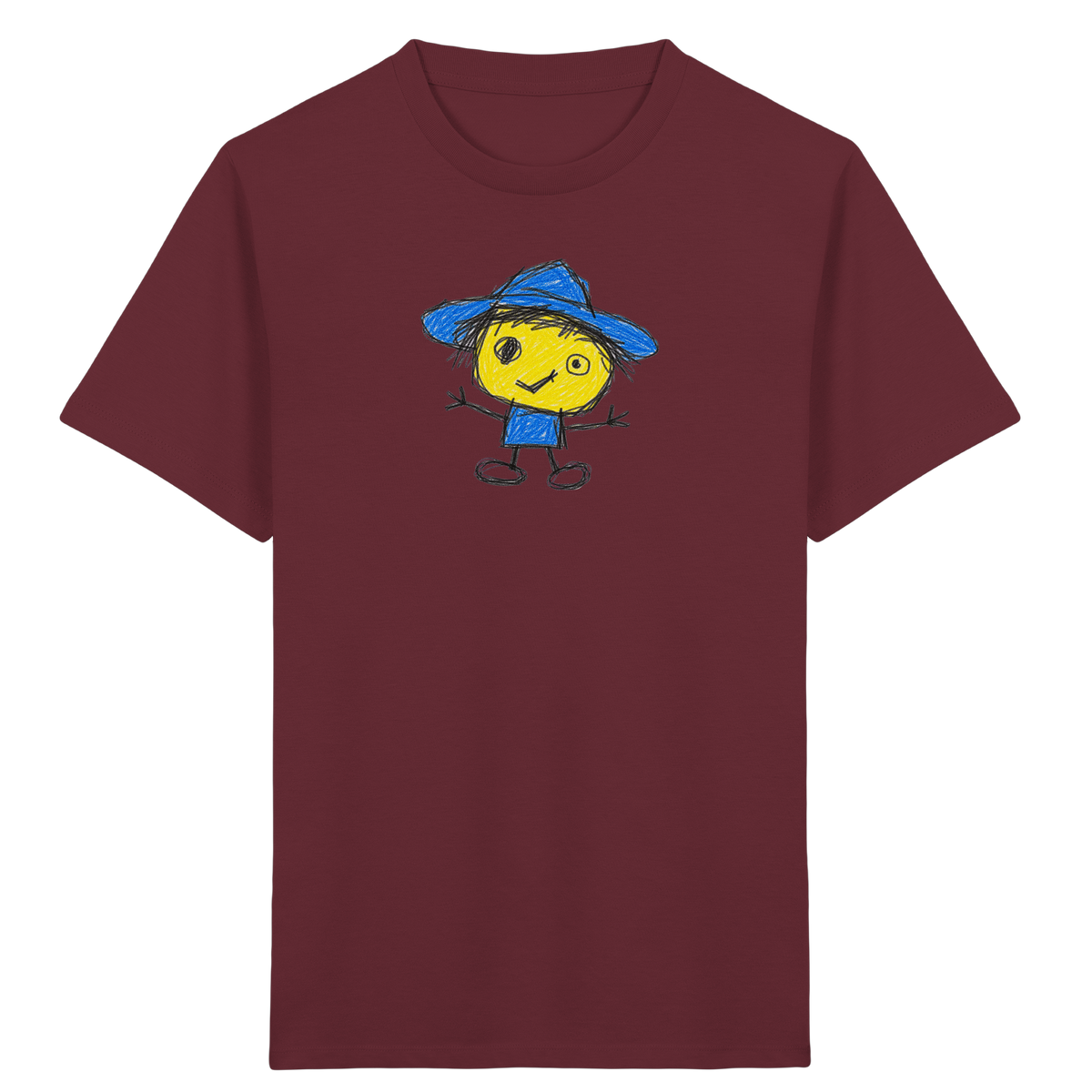 Kritzelkopf mit blauem Regenhut - Kinder Bio T-Shirt