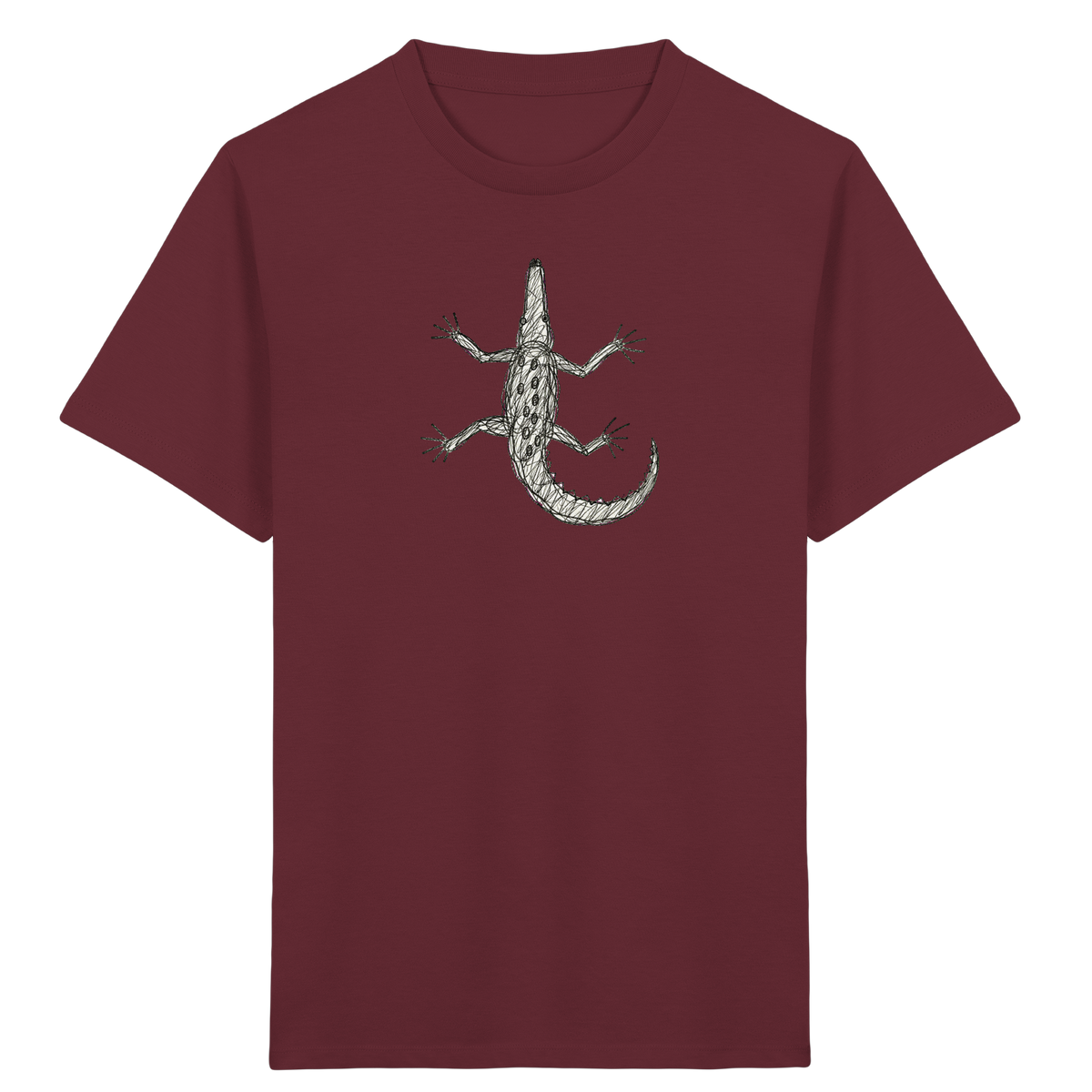 Krokodil von oben gezeichnet - Kinder Bio T-Shirt