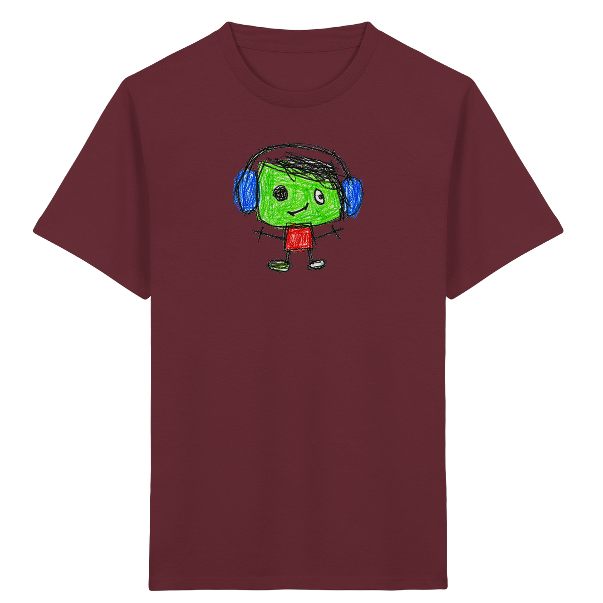 Kritzelkopf mit blauen Ohrenschützern - Kinder Bio T-Shirt
