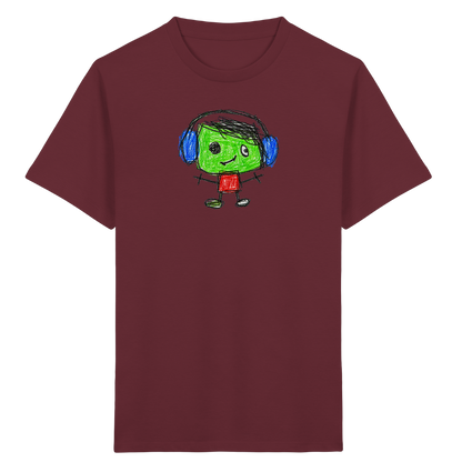 Kritzelkopf mit blauen Ohrenschützern - Kinder Bio T-Shirt