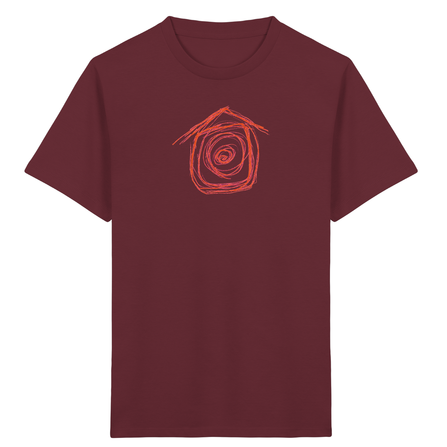 Mandarinenoranges Spiralenhaus Kinder T-Shirt - Kinder Bio T-Shirt Vorderseite