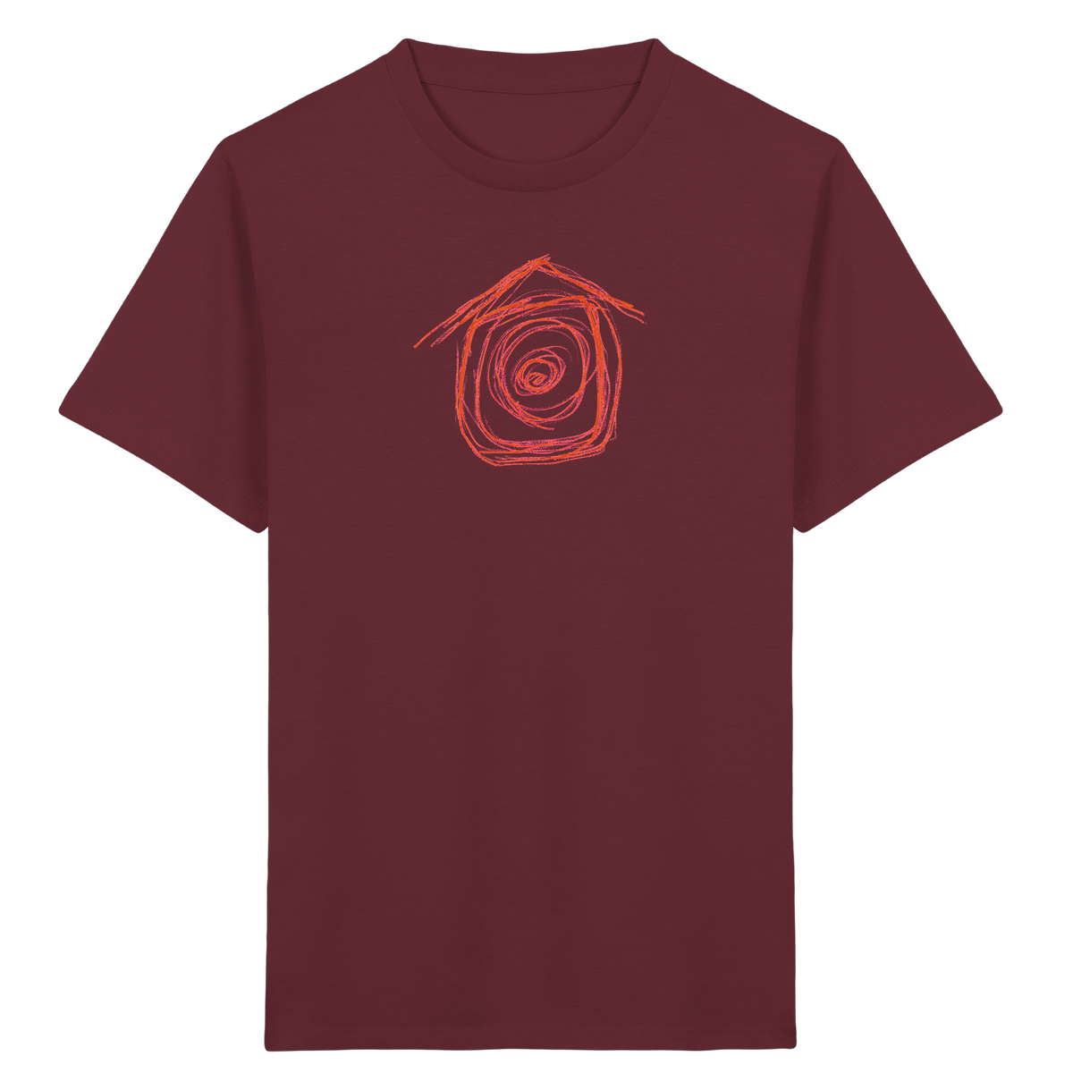 Mandarinenoranges Spiralenhaus Kinder T-Shirt - Kinder Bio T-Shirt Vorderseite