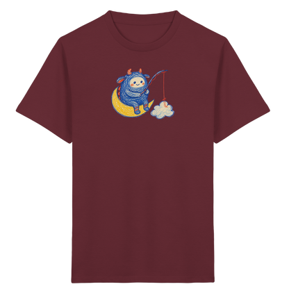 Kleiner Wolkenangler auf Mondsichel - Kinder Bio T-Shirt Vorderseite