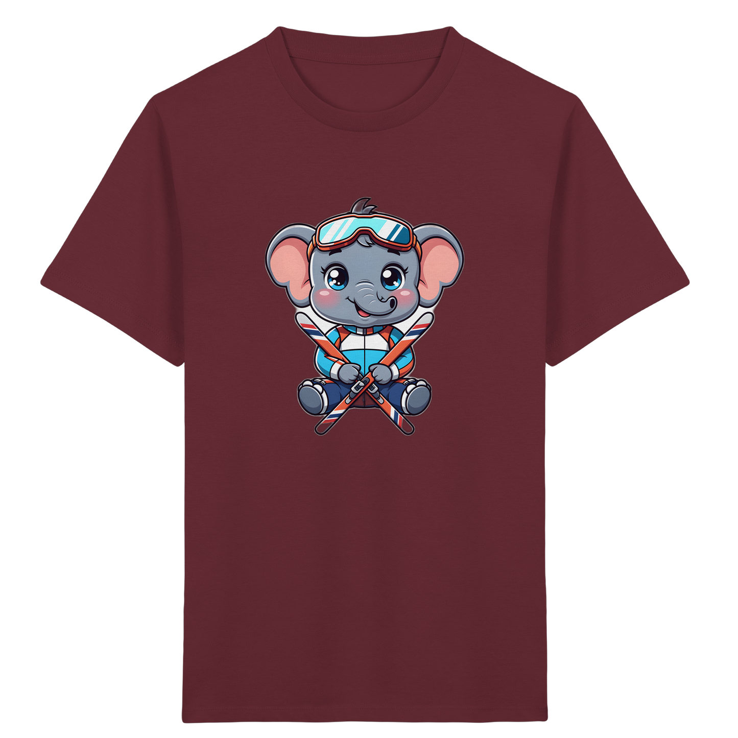 Skifahrender Elefant: Fröhliches Kinder T-Shirt