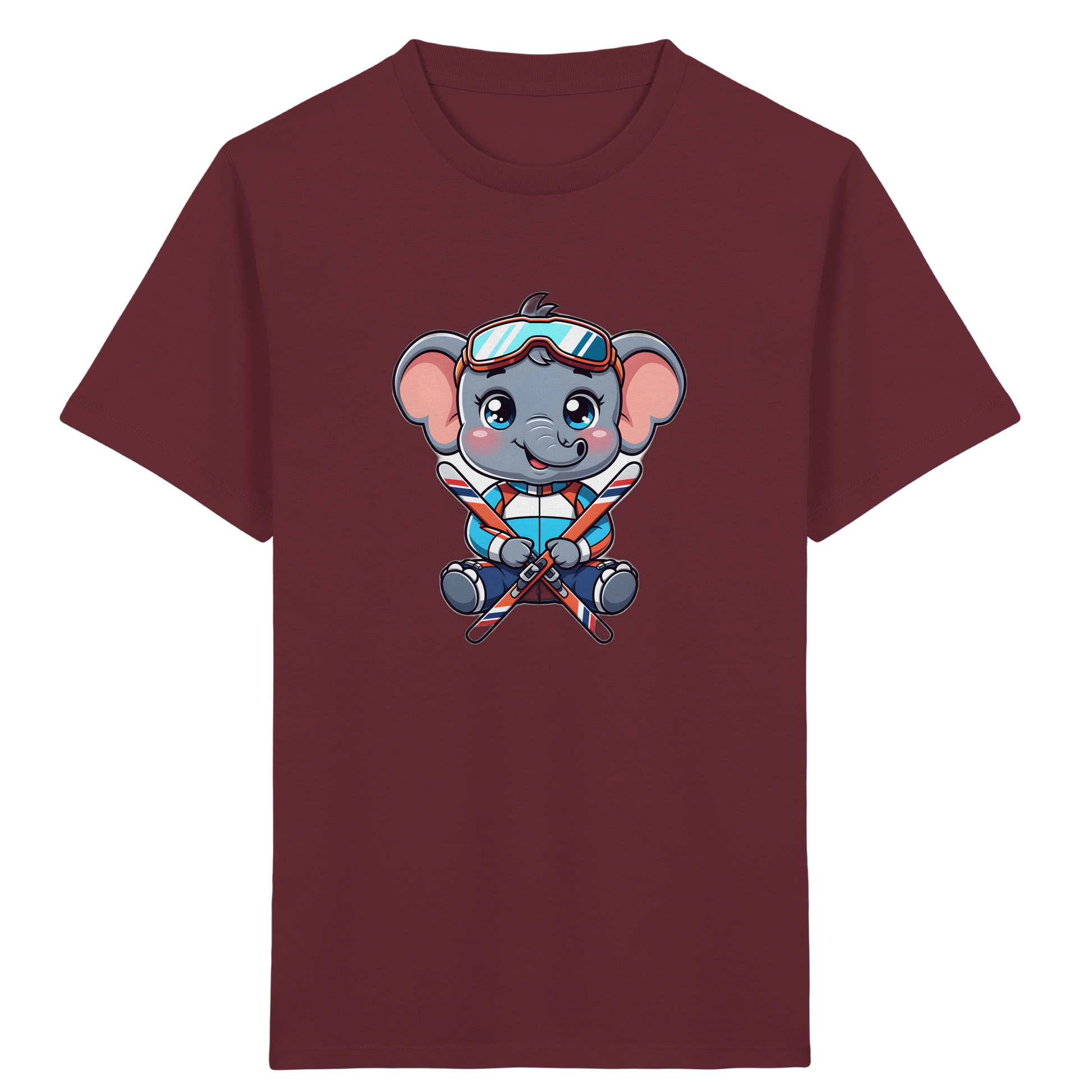 Skifahrender Elefant: Fröhliches Kinder T-Shirt