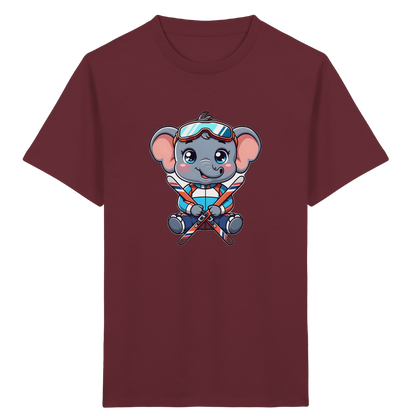 Skifahrender Elefant: Fröhliches Kinder T-Shirt