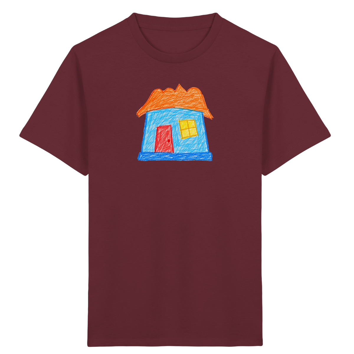 Himmelblaues Haus mit Wolkendach - Kinder Bio T-Shirt
