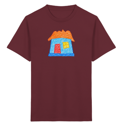 Himmelblaues Haus mit Wolkendach - Kinder Bio T-Shirt