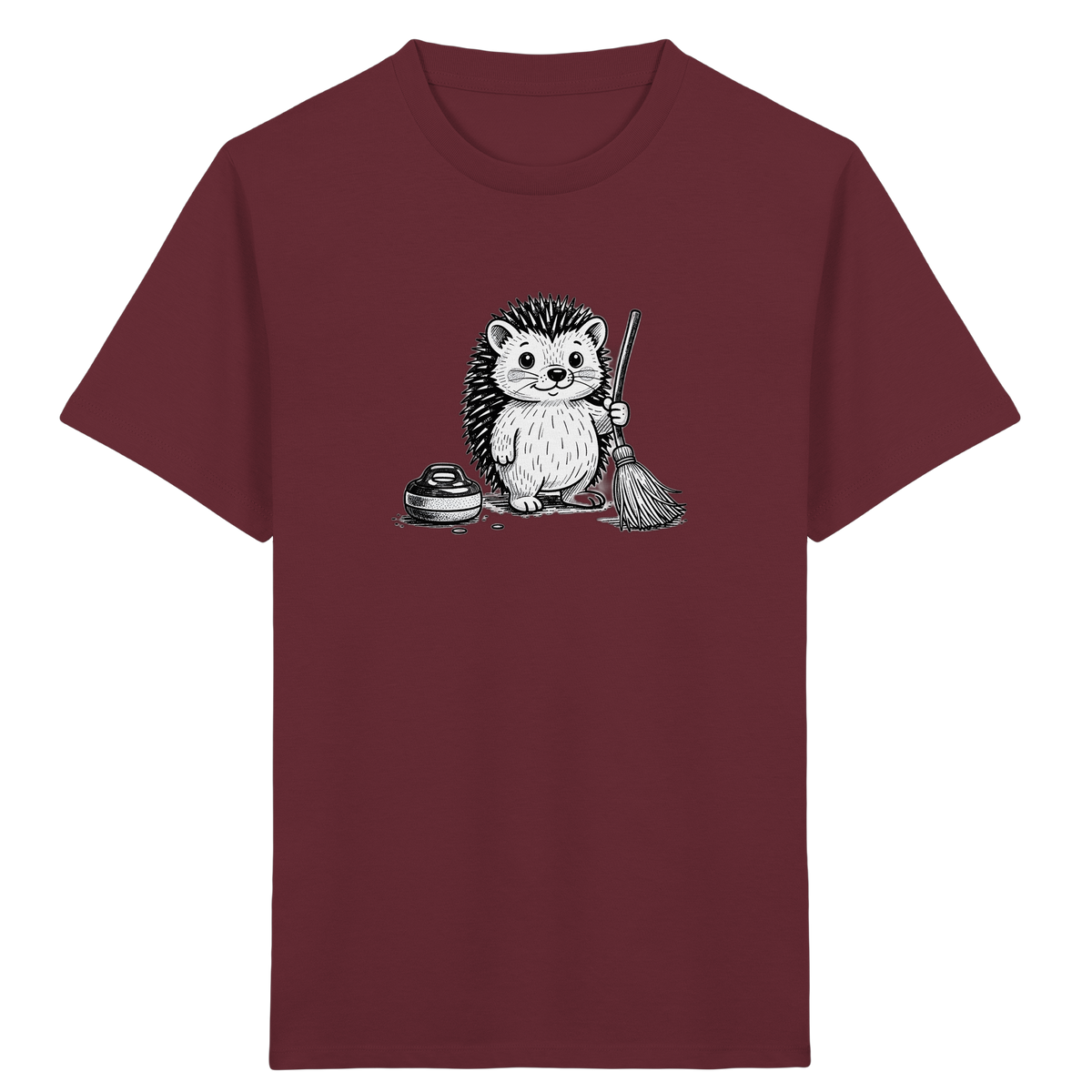 Igel beim Curling: Kinder T-Shirt - Kinder Bio T-Shirt Vorderseite