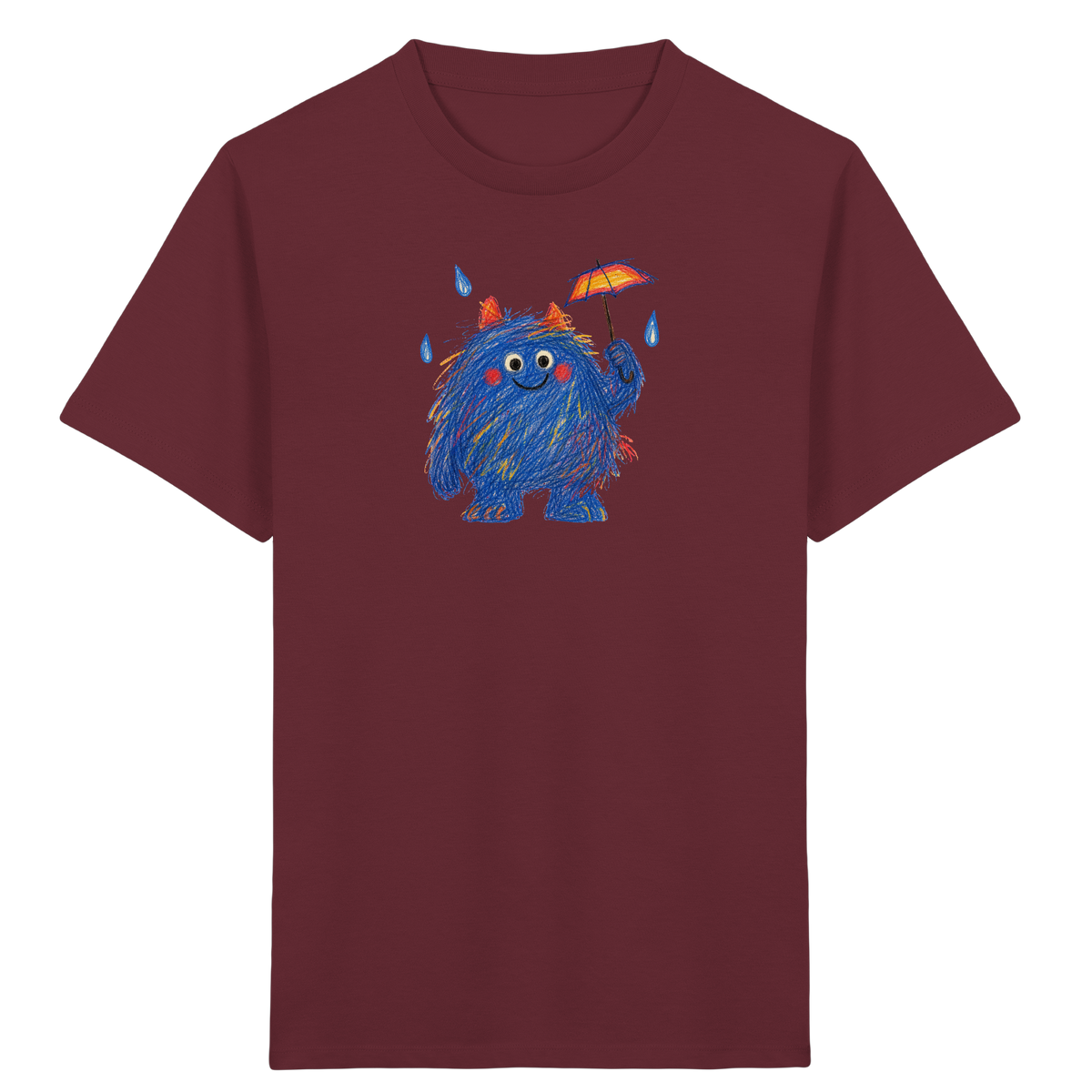 Regenschirmzottel im Regen - Kinder Bio T-Shirt Vorderseite