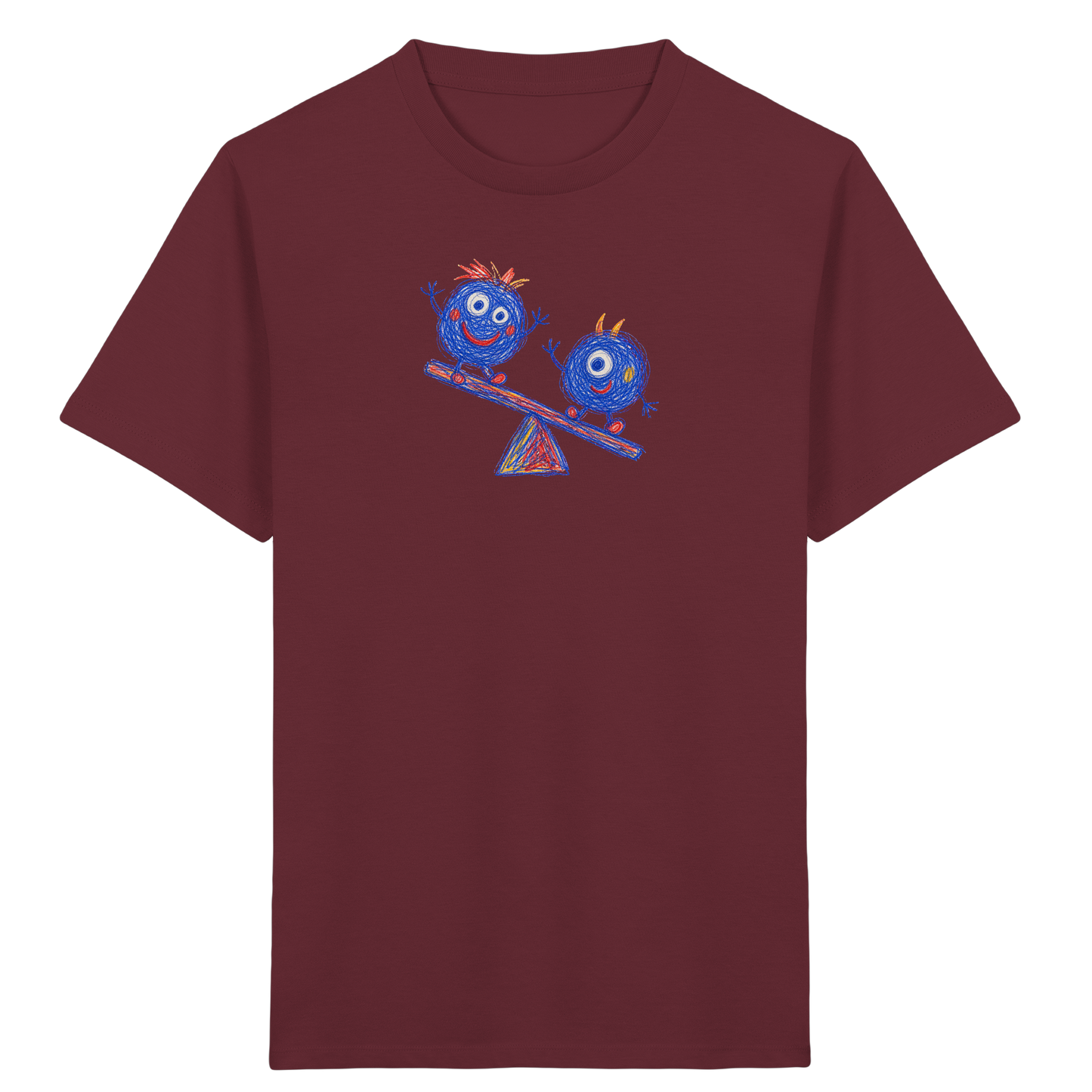 Wippenwuschel auf der Wippe - Kinder Bio T-Shirt Vorderseite