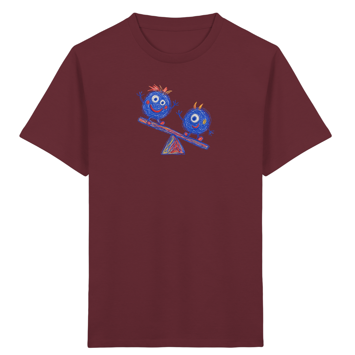 Wippenwuschel auf der Wippe - Kinder Bio T-Shirt Vorderseite
