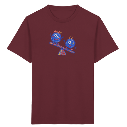 Wippenwuschel auf der Wippe - Kinder Bio T-Shirt Vorderseite