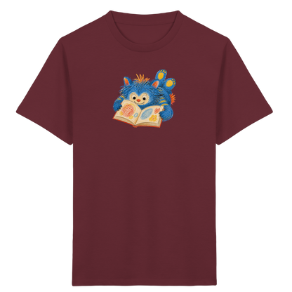 Bücherwurm Monster liest Bilderbuch - Kinder Bio T-Shirt Vorderseite
