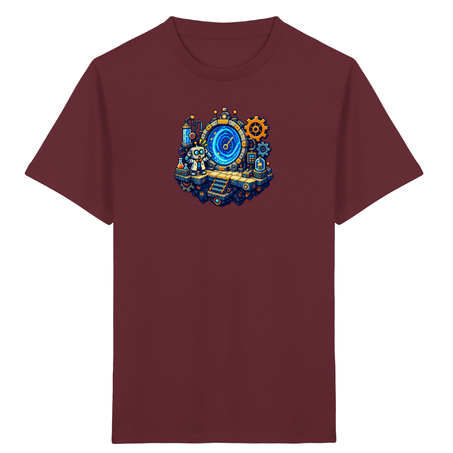 Cooles Roboter Wissenschaftler Pixel T-Shirt - Kinder Bio T-Shirt Vorderseite