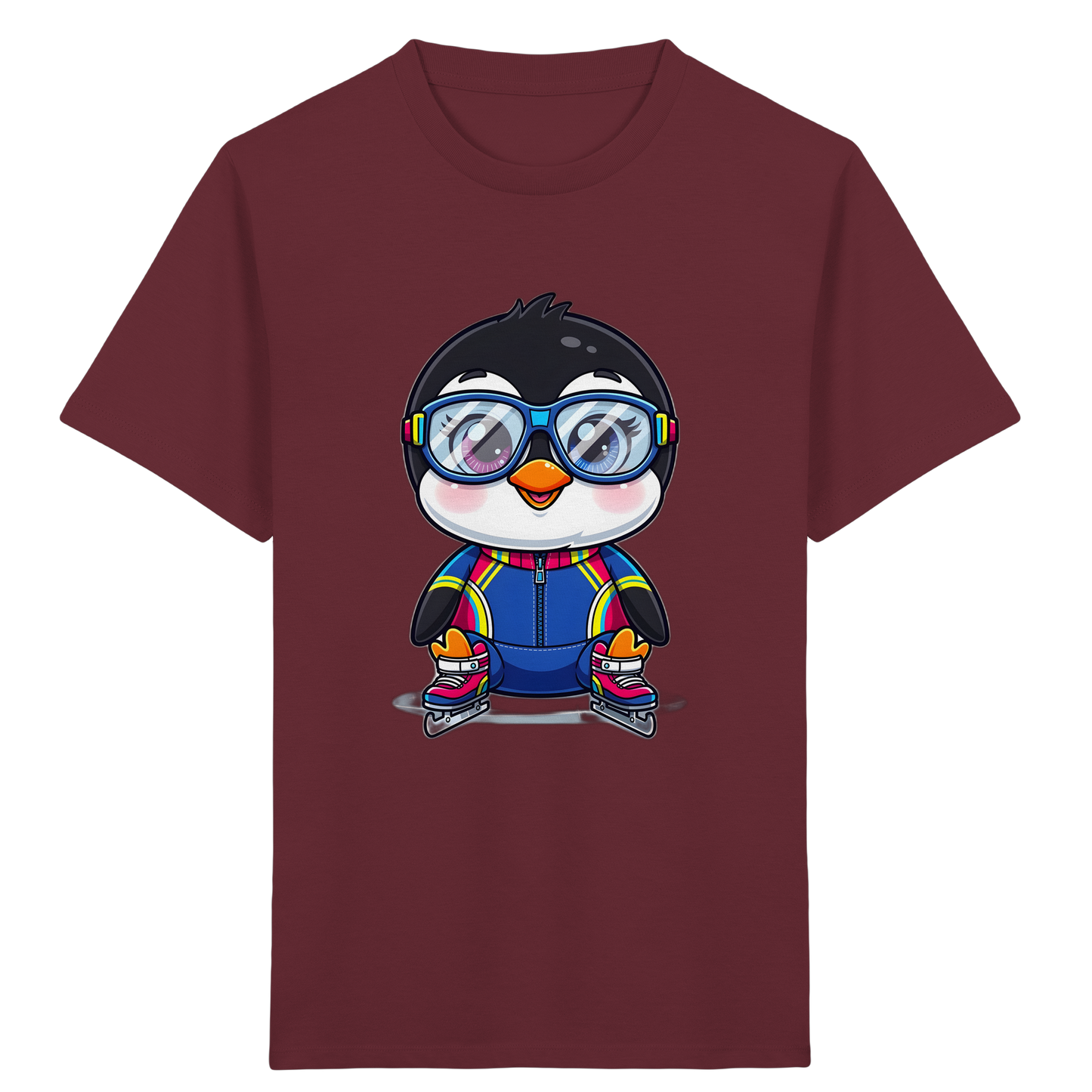 Fröhlicher Pinguin auf Schlittschuhen Kinder T-Shirt