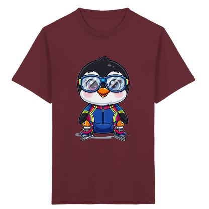 Fröhlicher Pinguin auf Schlittschuhen Kinder T-Shirt