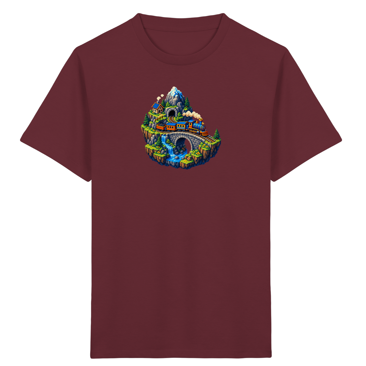 Retro Pixel Zug Abenteuer Shirt - Kinder Bio T-Shirt Vorderseite