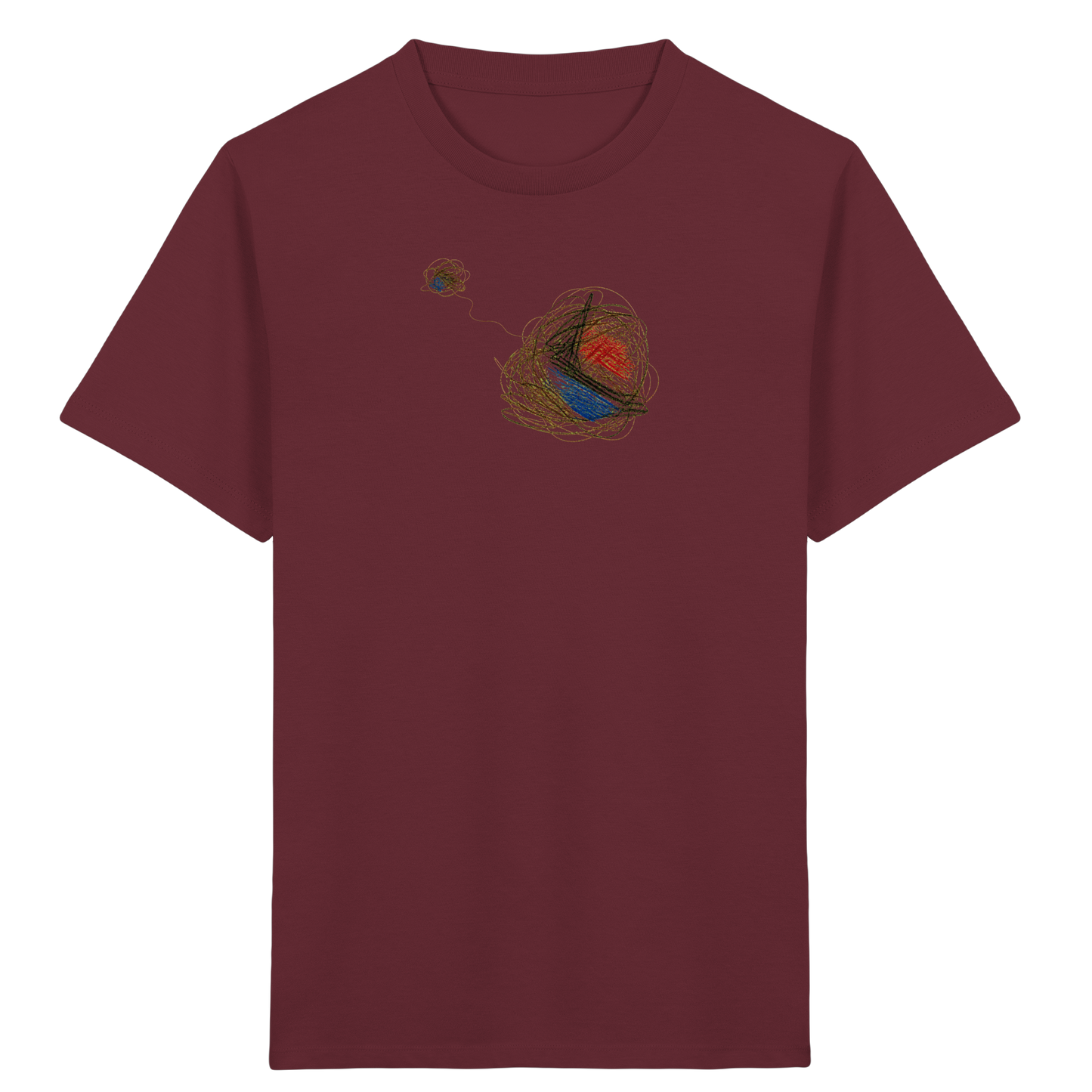 Abstraktes T-Shirt mit kunterbunten Knäueln - Kinder Bio T-Shirt Vorderseite