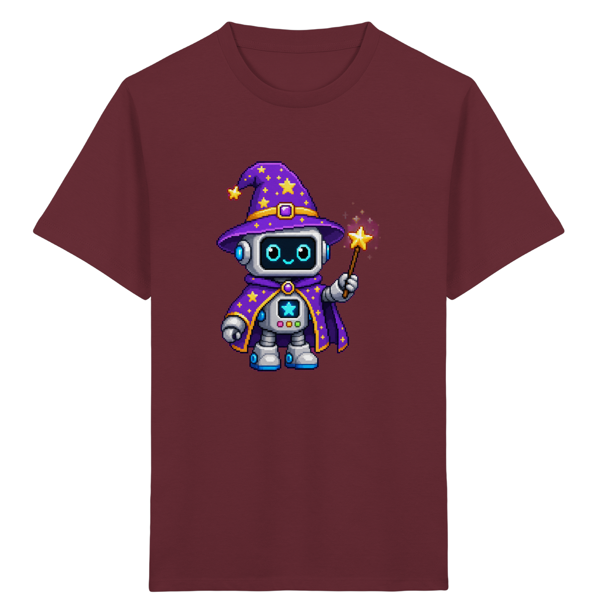 Pixel Roboter Zauberer T-Shirt: Magischer Spaß - Kinder Bio T-Shirt